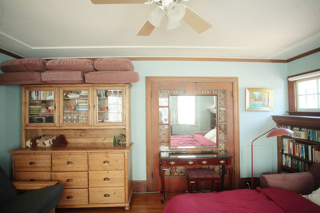 In the front room facing North
